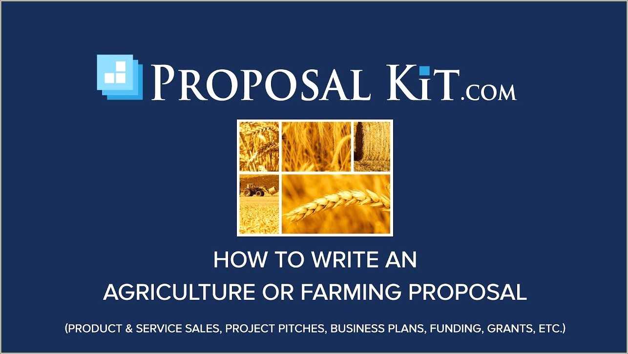 Resume Sample Agricultural Project Proposal