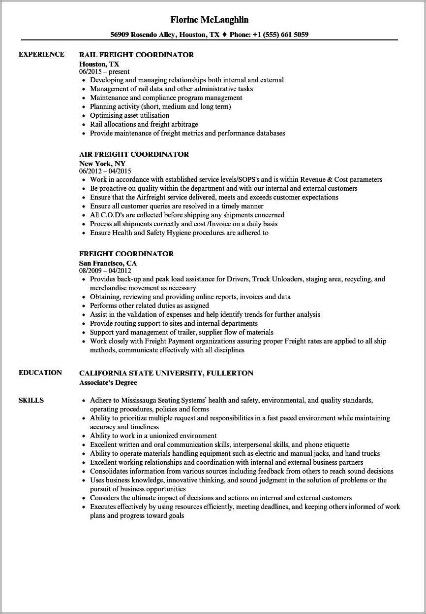 Resume Sample For Freight Forwarder Resume Example Gallery resume-sample-for-freight-forwarder-resume-example-gallery
