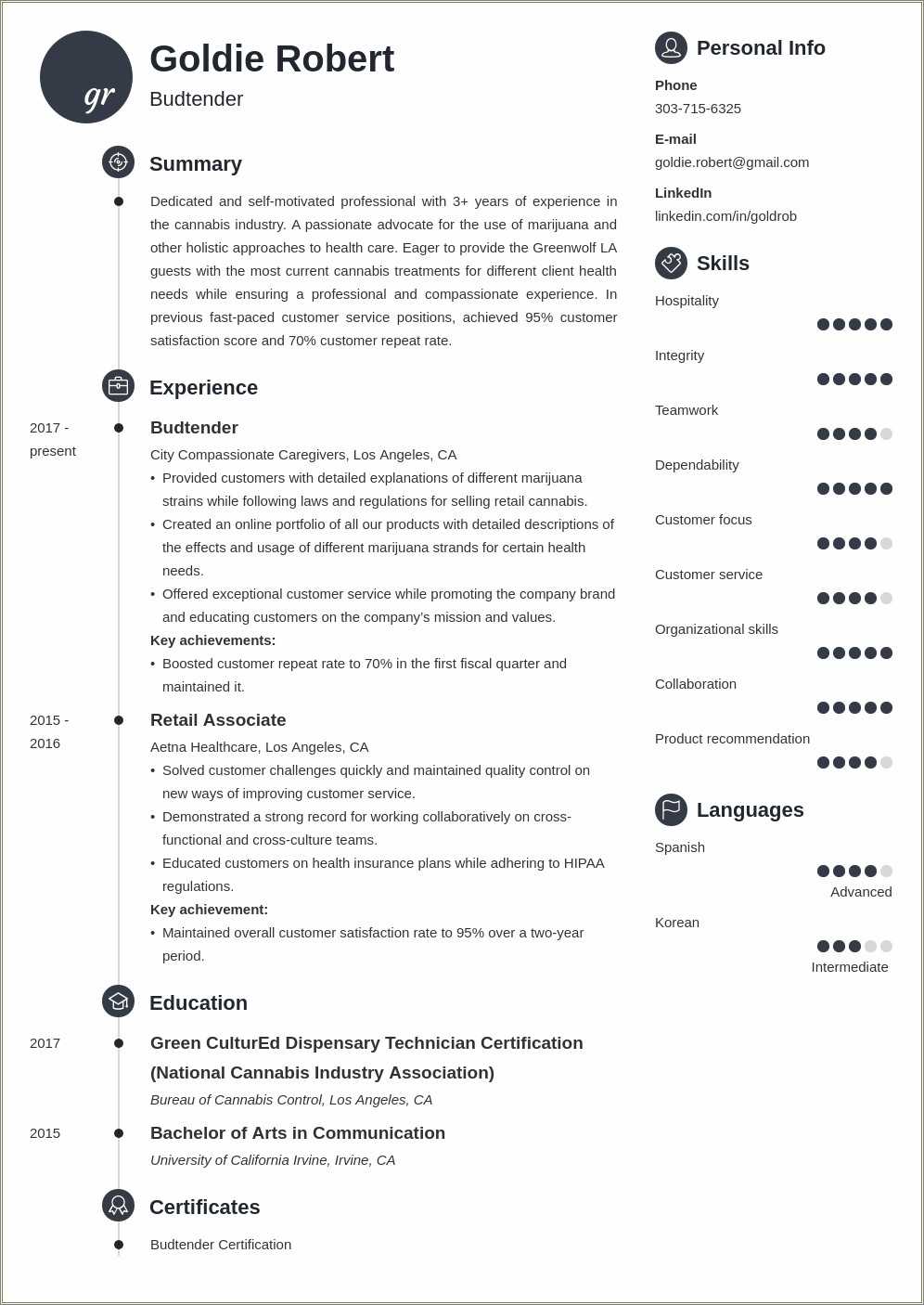 Resume Samples For Cannabis Jobs