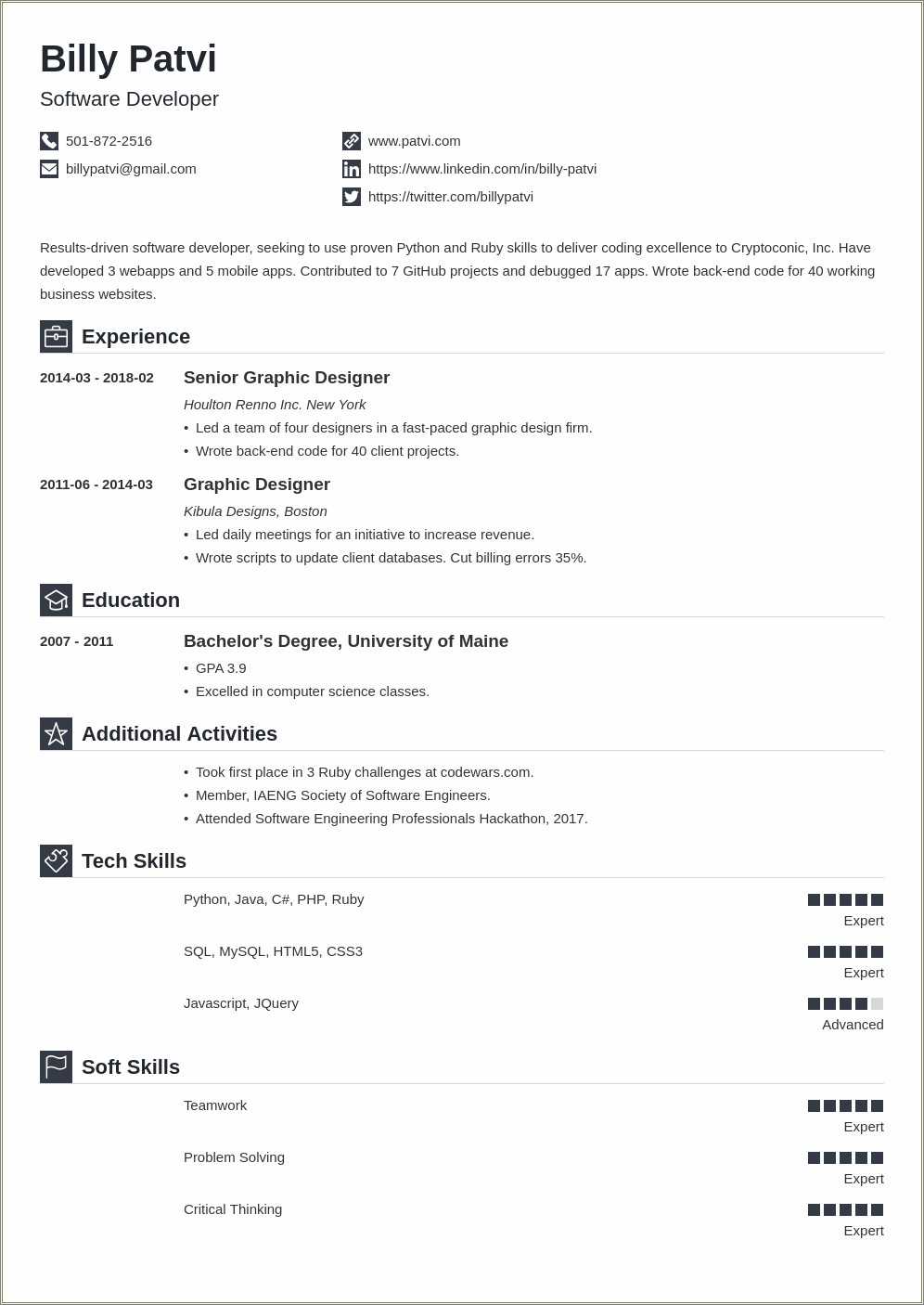 Resume Seeking Second Job Examples