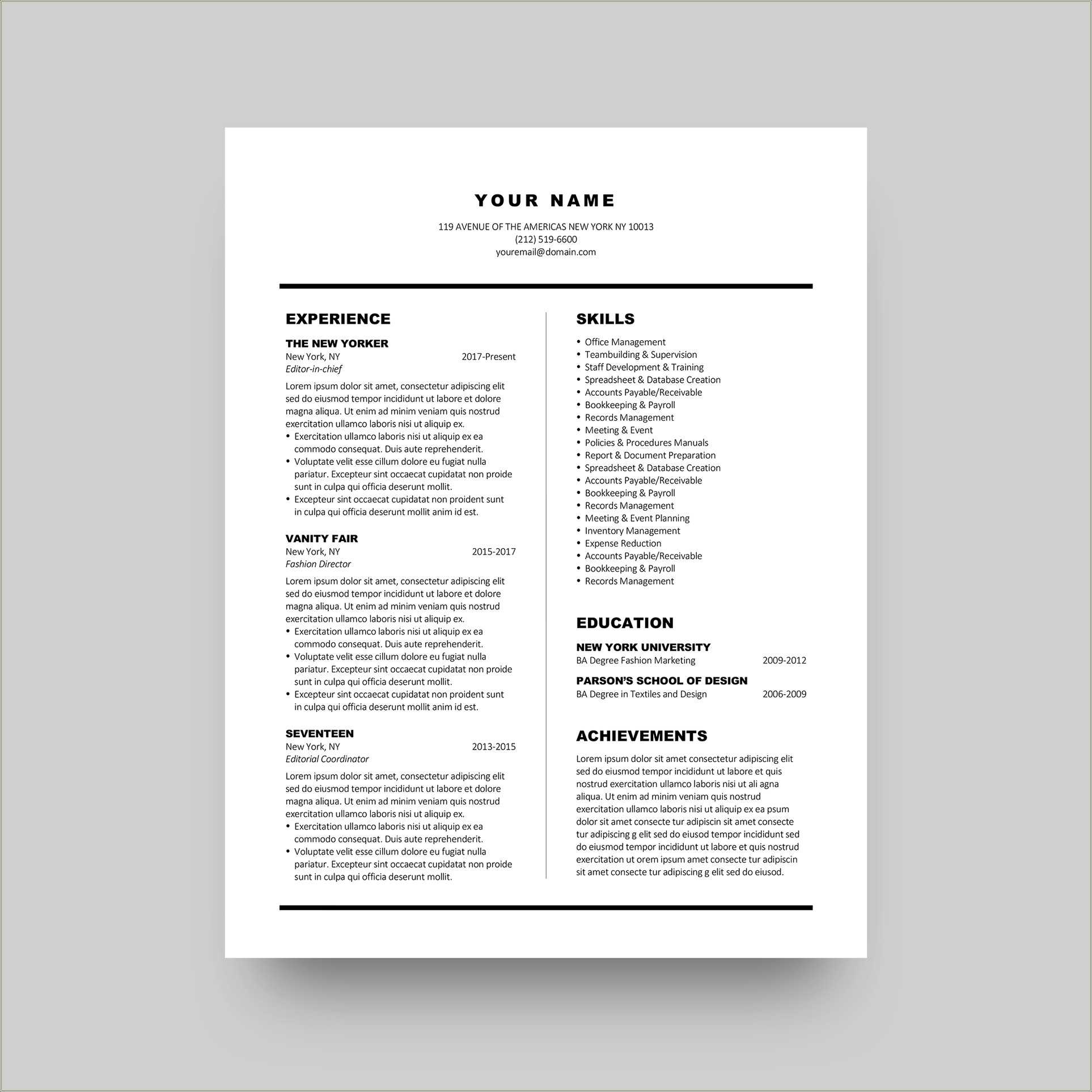 big picture thinking resume