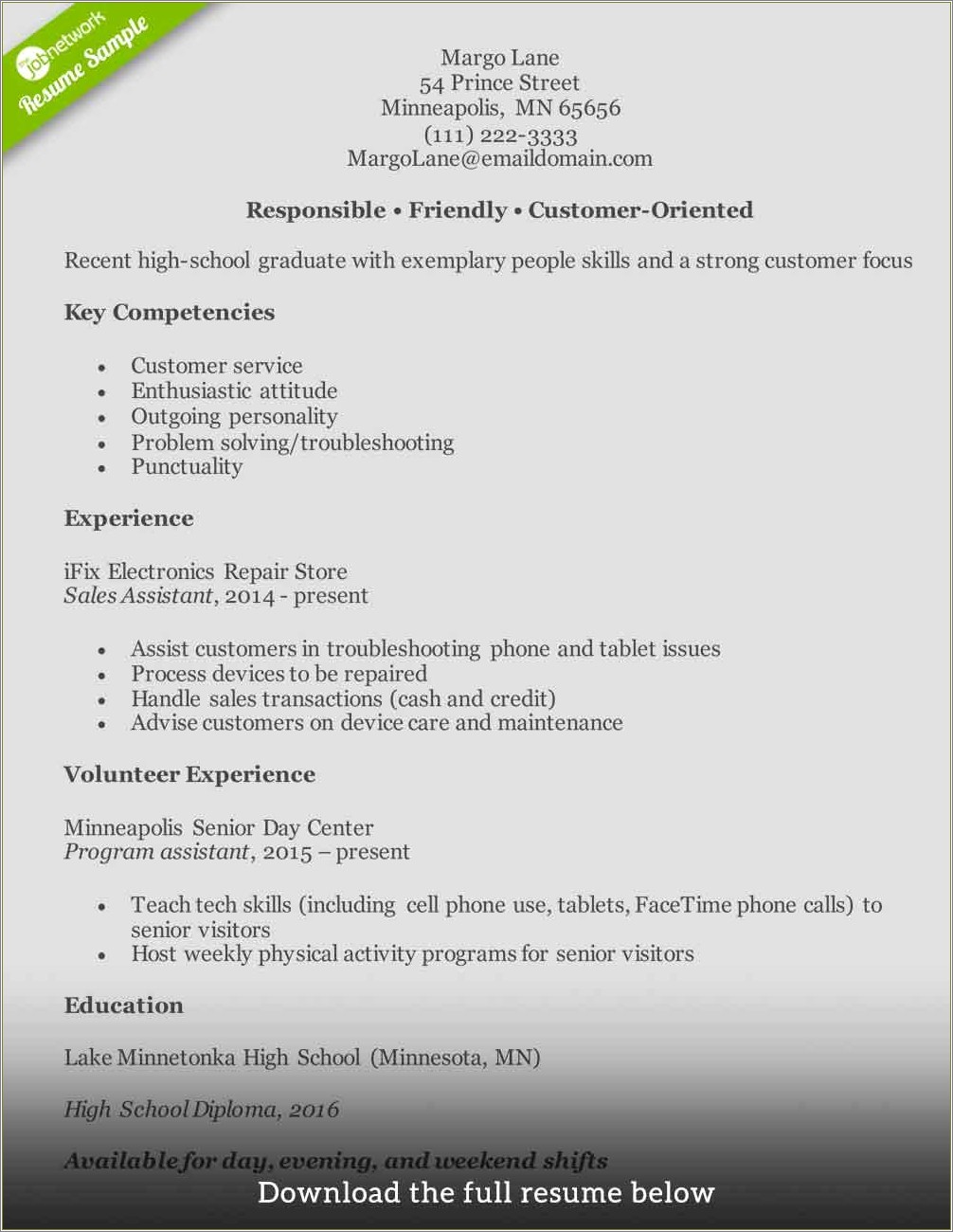 Resume Skills For Guest Services