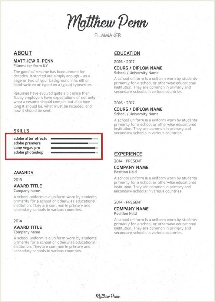 Resume Skills Section For Students