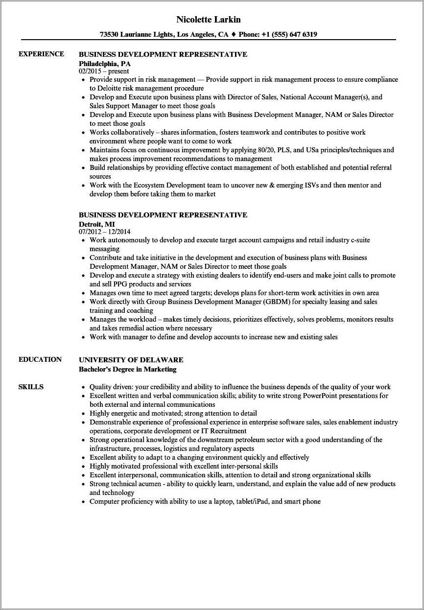 Dsd Route Sales Representative Resume Sample - Resume Example Gallery