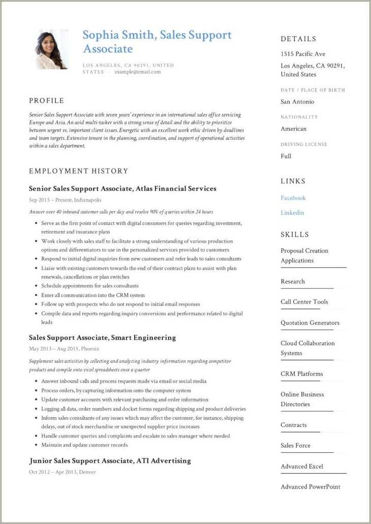 Sales Support Specialist Resume Samples