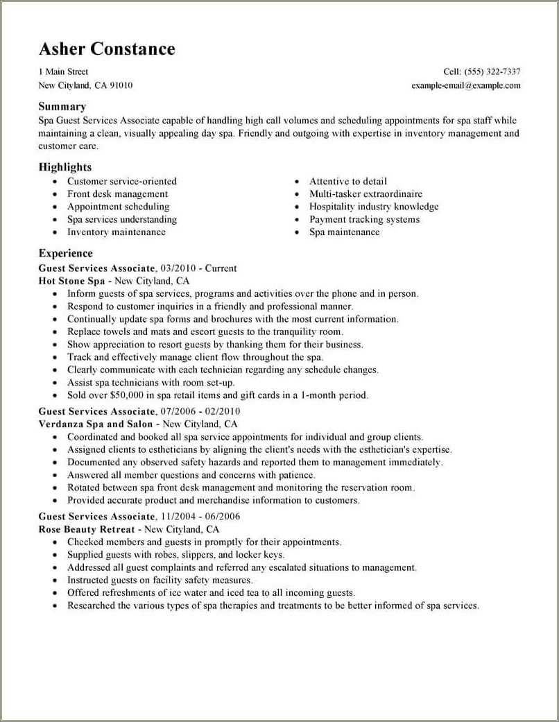 Sample Resume For Salon Manager Resume Example Gallery
