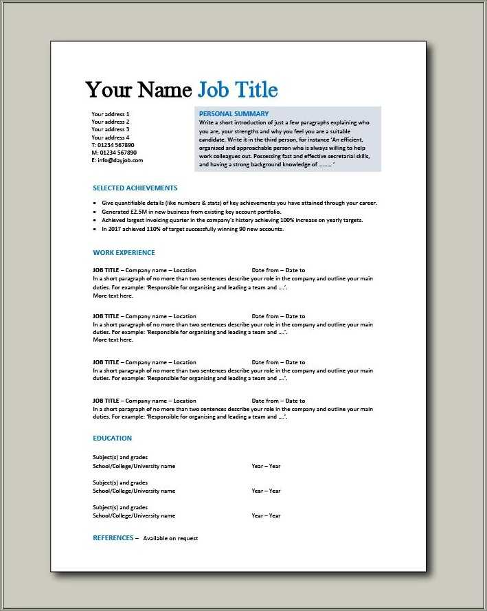 Sample 24 Year Old Resume