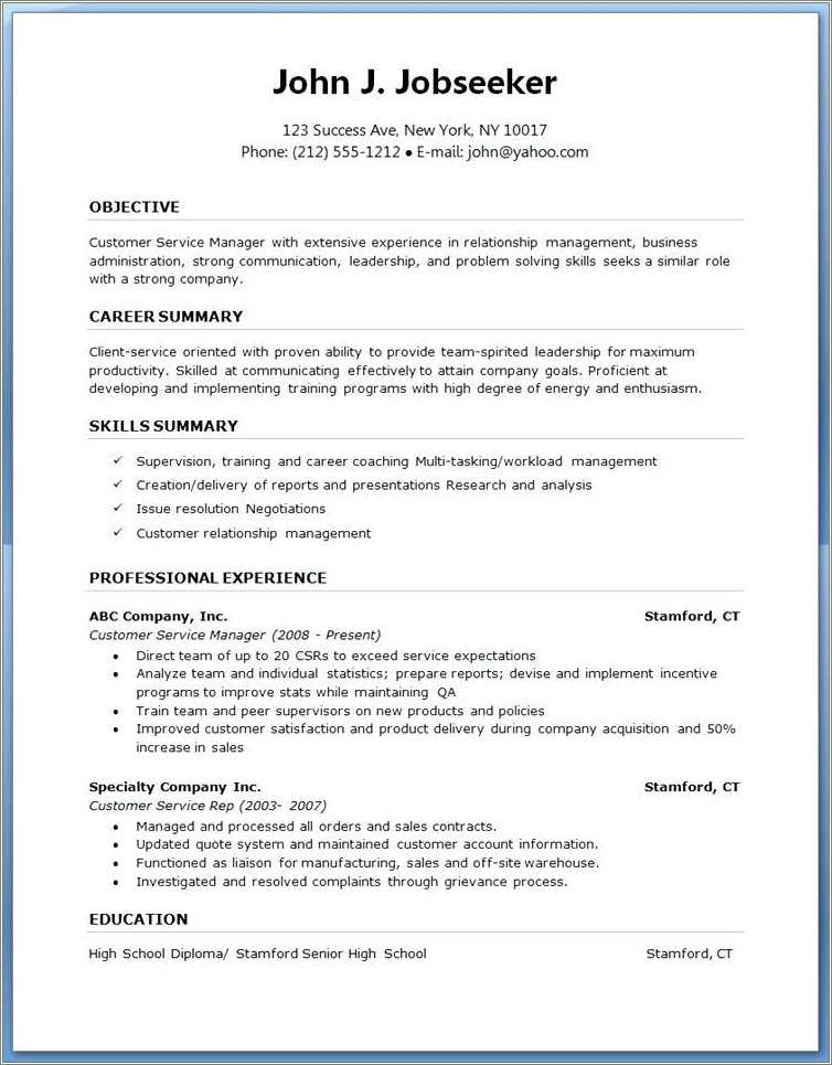 Sample Copy Of Resume Download