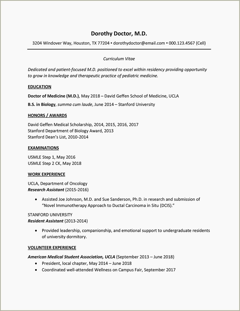 ucla resume template