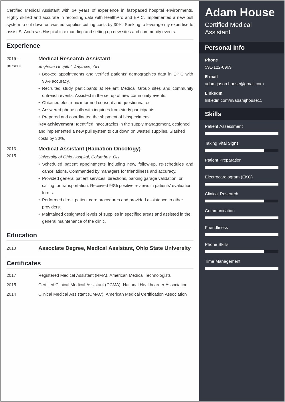 Sample Medical Assistant Resume - Sample Medical Assistant Resume 2015