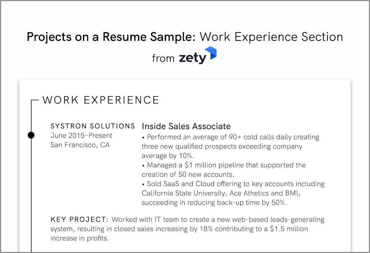Sample project list for resume resume example gallery