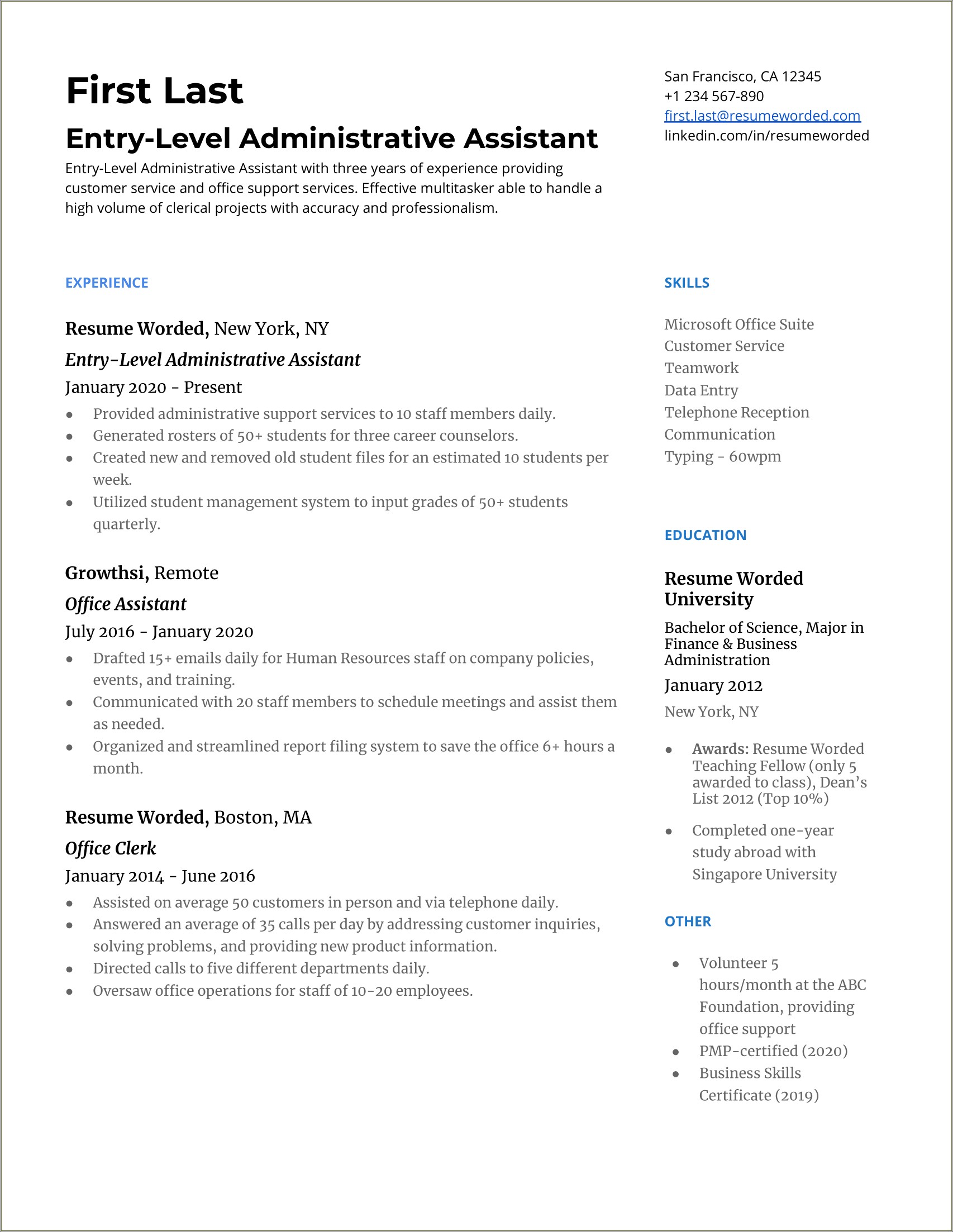 Sample Resume Administrative Support Specialist