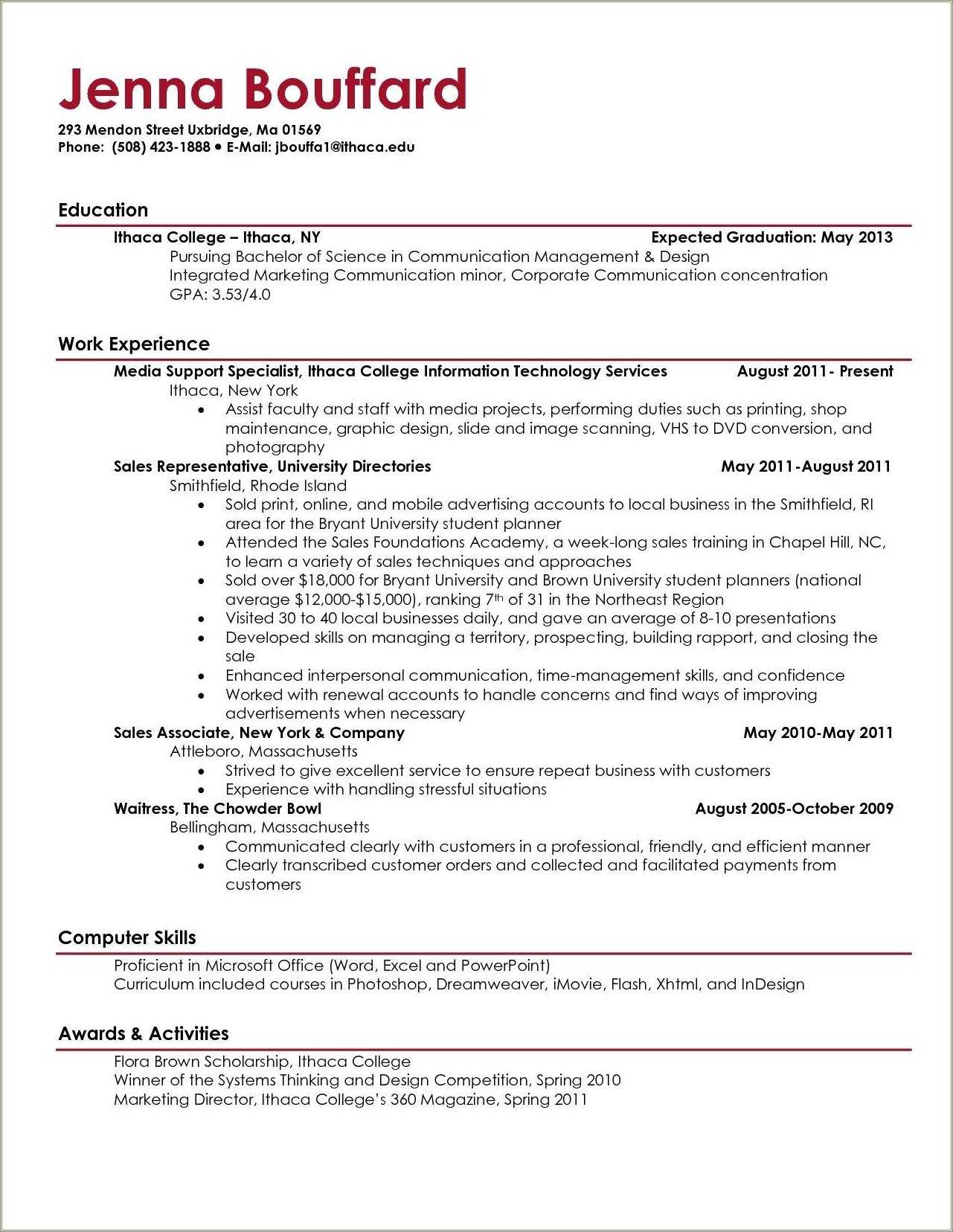 Sample Resume College Admissions Director