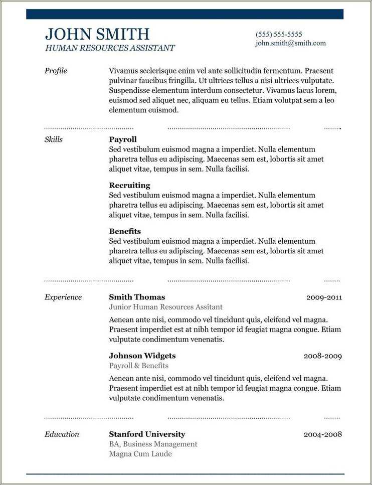 Sample Resume Copy And Paste