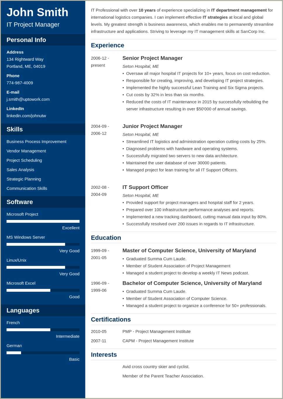 Sample Resume Created User Manual