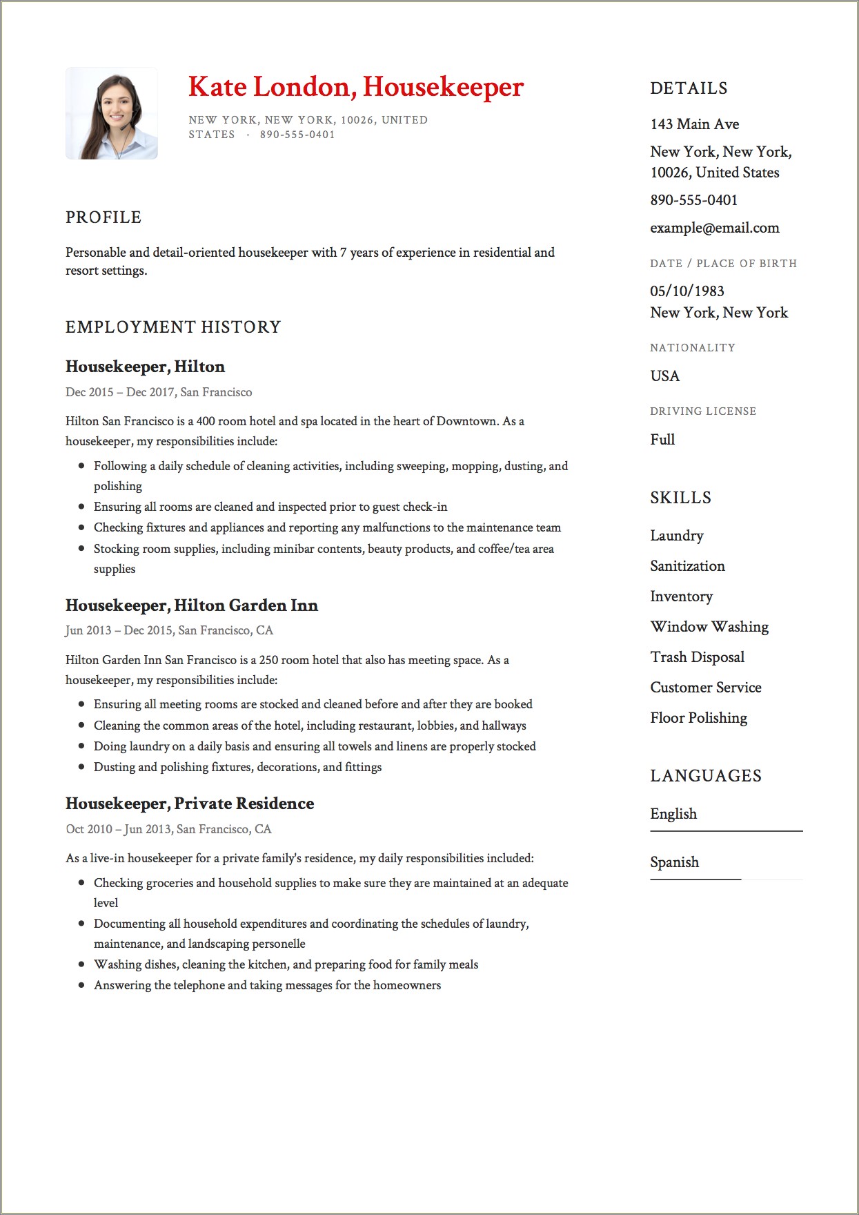 Resume For Domestic Helper Sample Resume Example Gallery