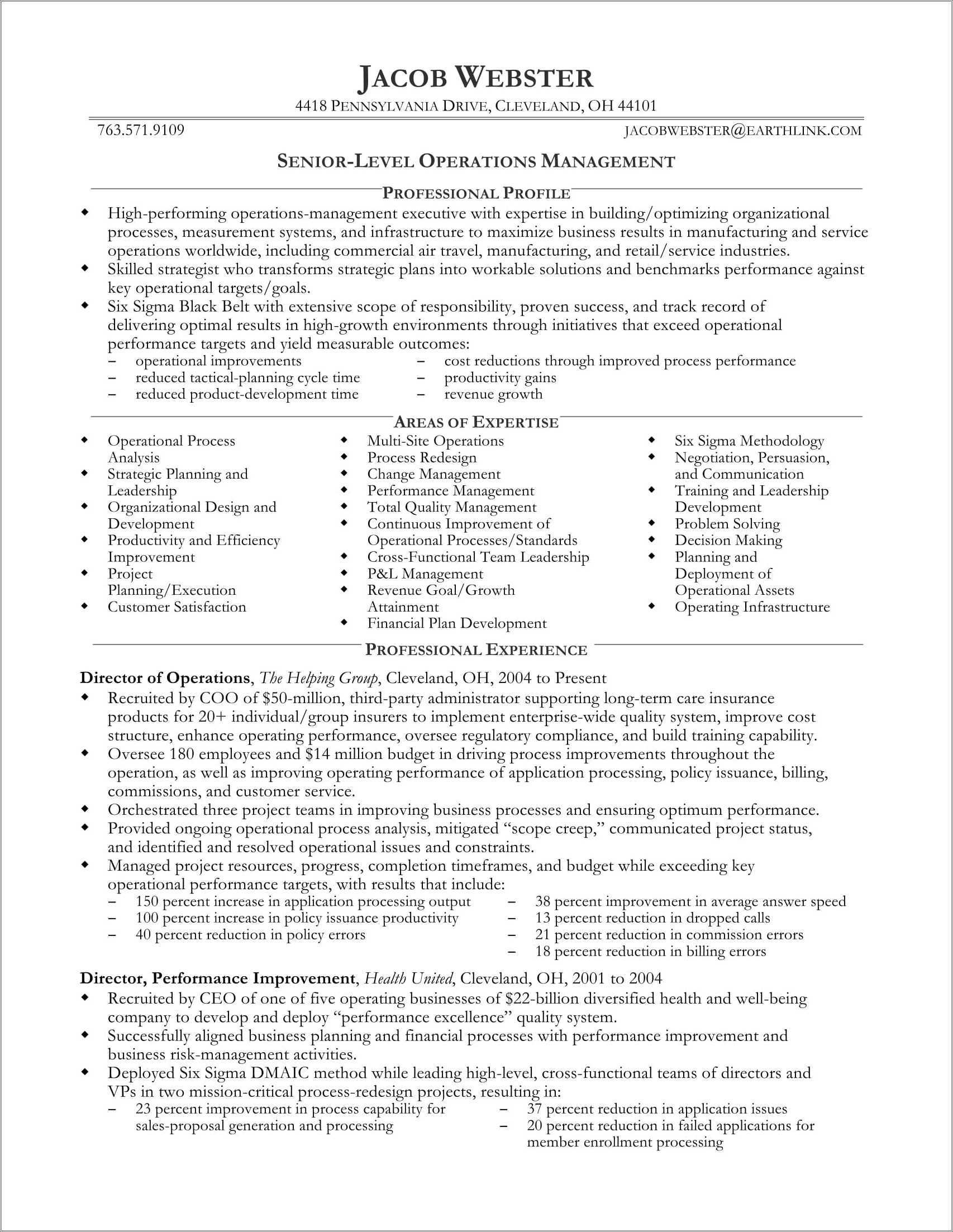 Sample Resume For Executive Producer