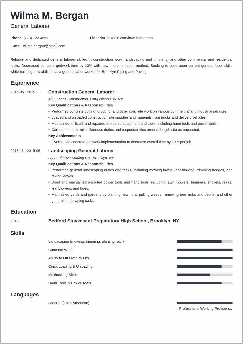 Sample Resume For Landscaping Laborer - Sample Resume For Landscaping Laborer 