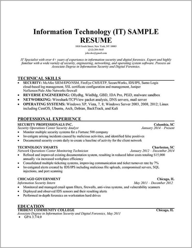 Sample Resume List Of Skills