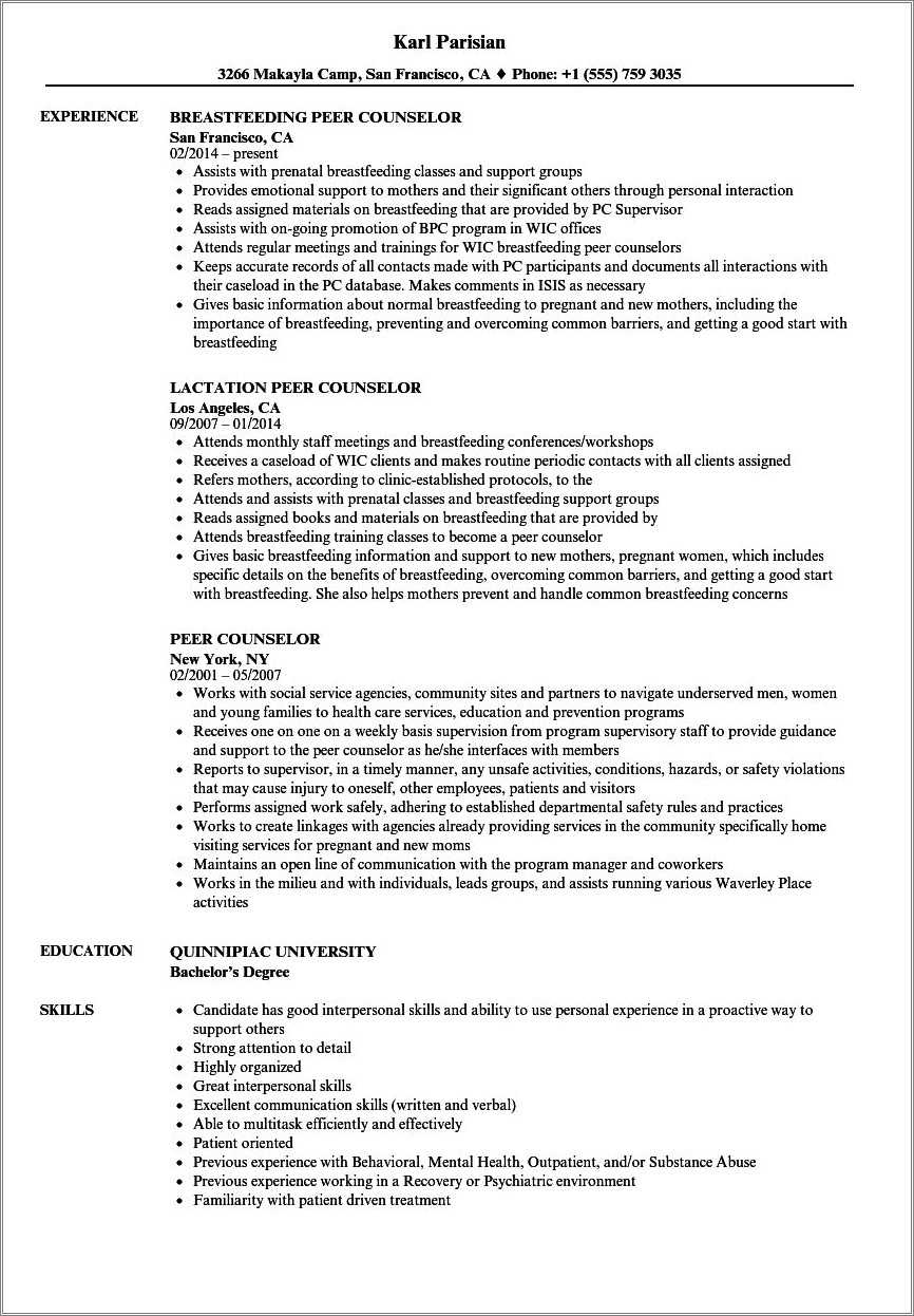 Sample Resume School Counselor Downloads