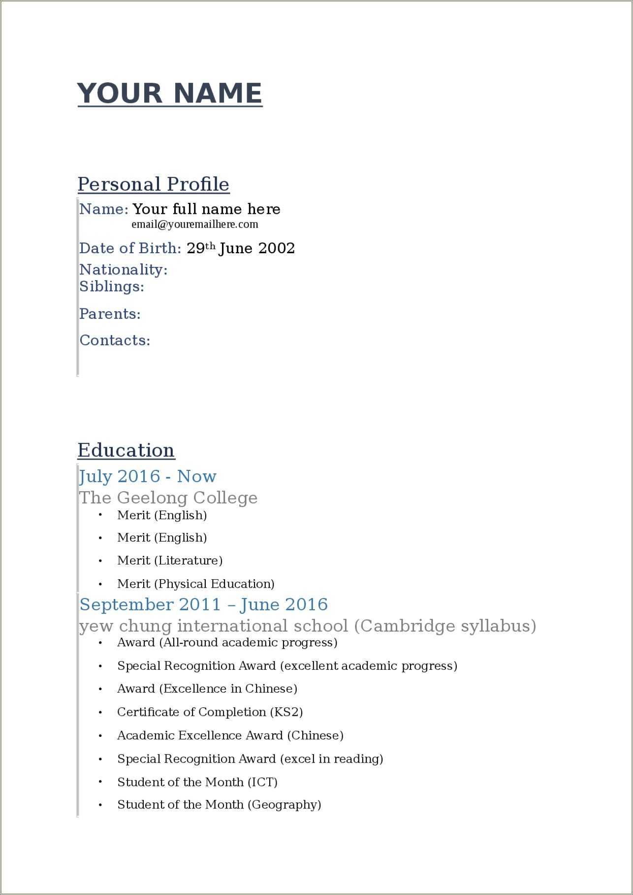 Sample Resume Military Biography Template - Resume Example Gallery