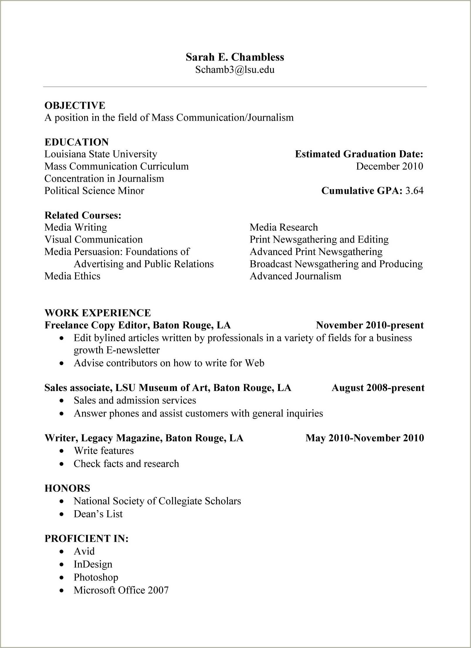 completed graduation in resume