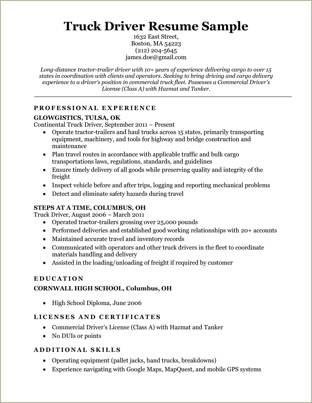Sample Resumes 20+ Years Experience