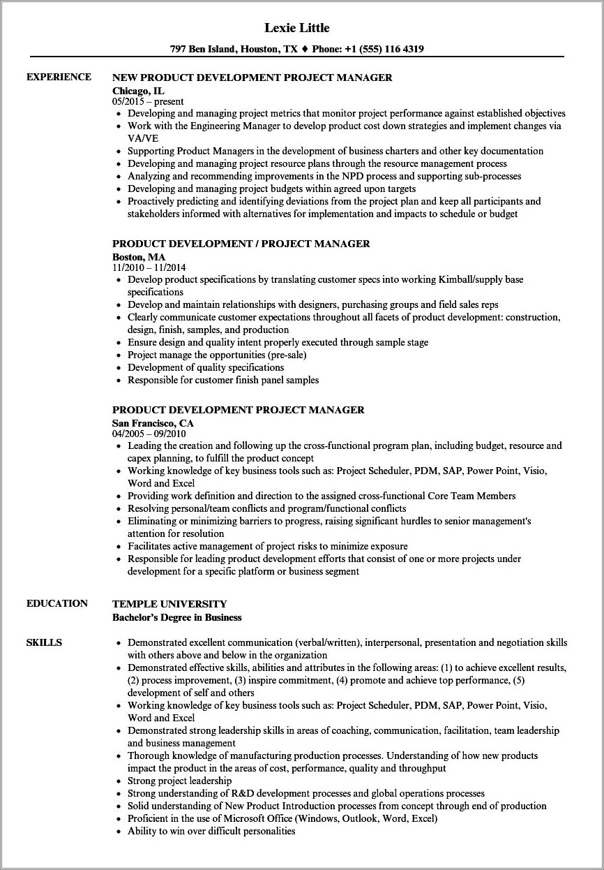 sap project manager resume sample