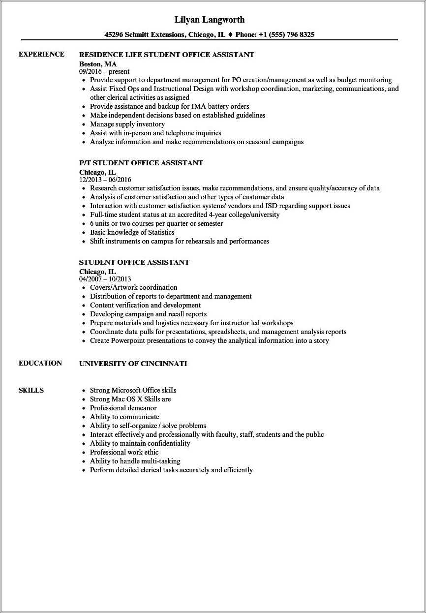 School Office Assistant Resume Examples Resume Example Gallery