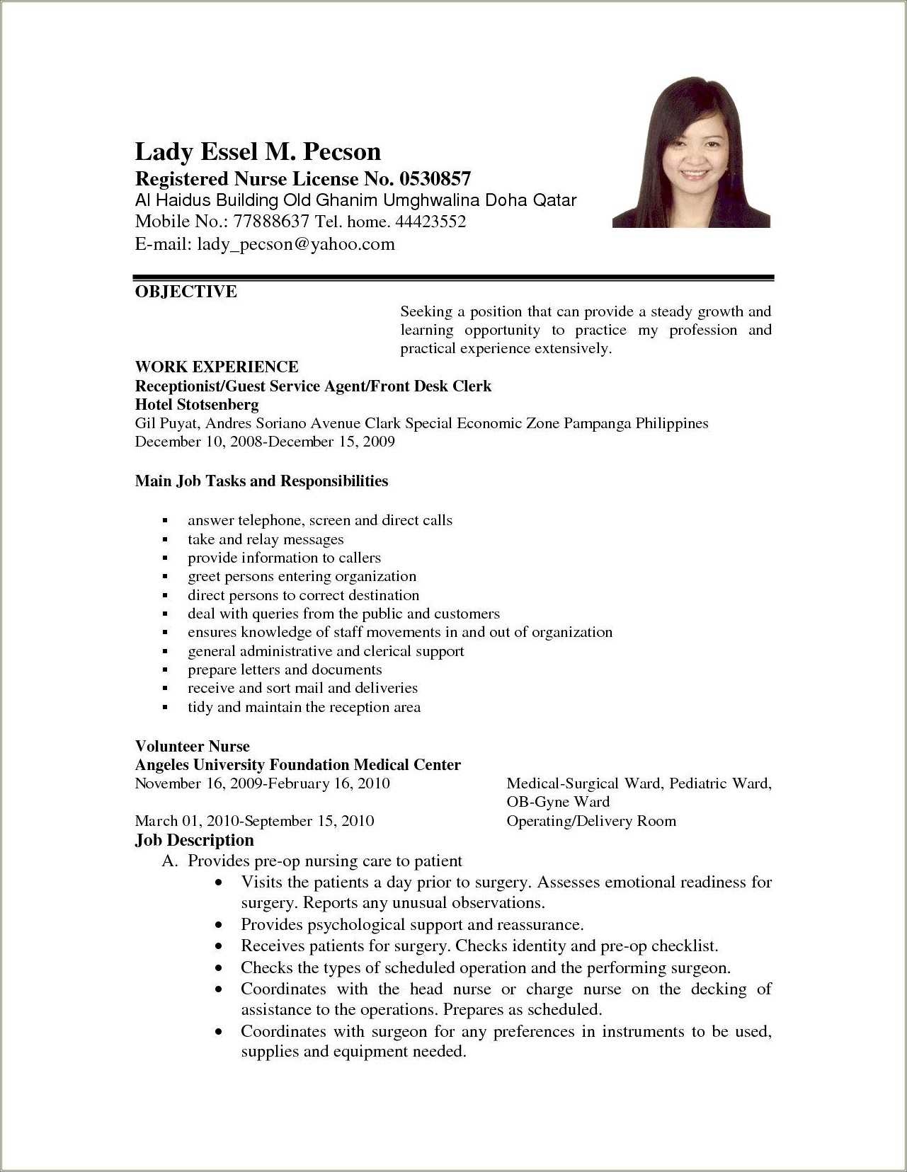 Seeking A Job Objective Resume