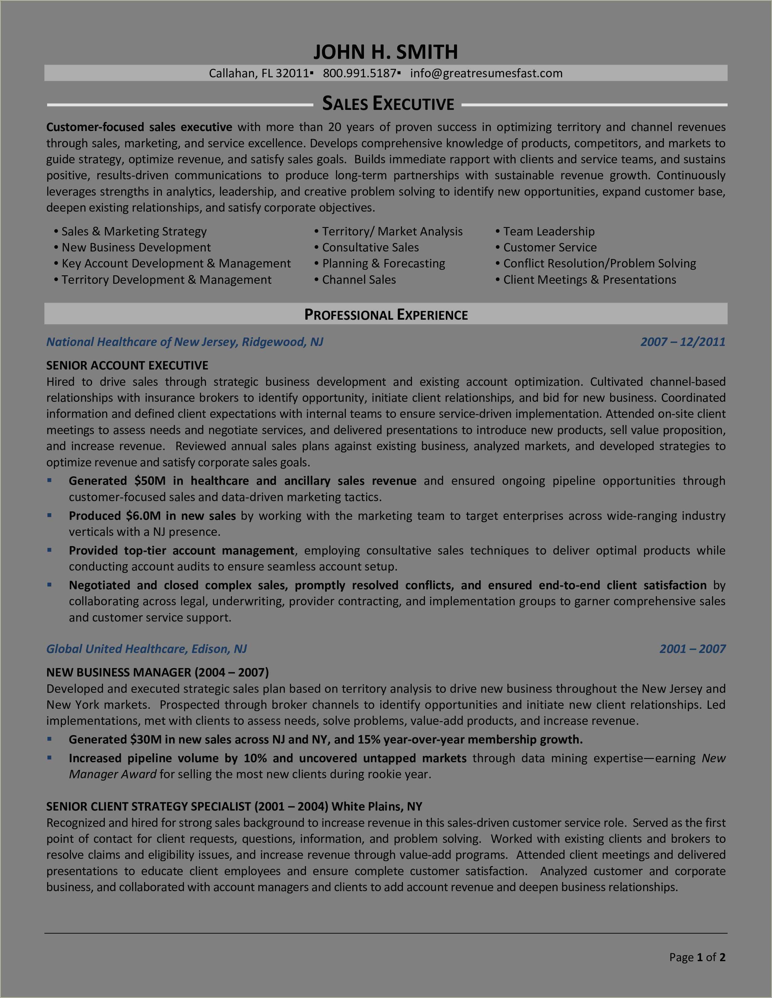 Senior Account Executive Resume Examples