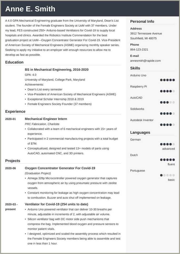 Senior Mechanical Engineer Objective Resume