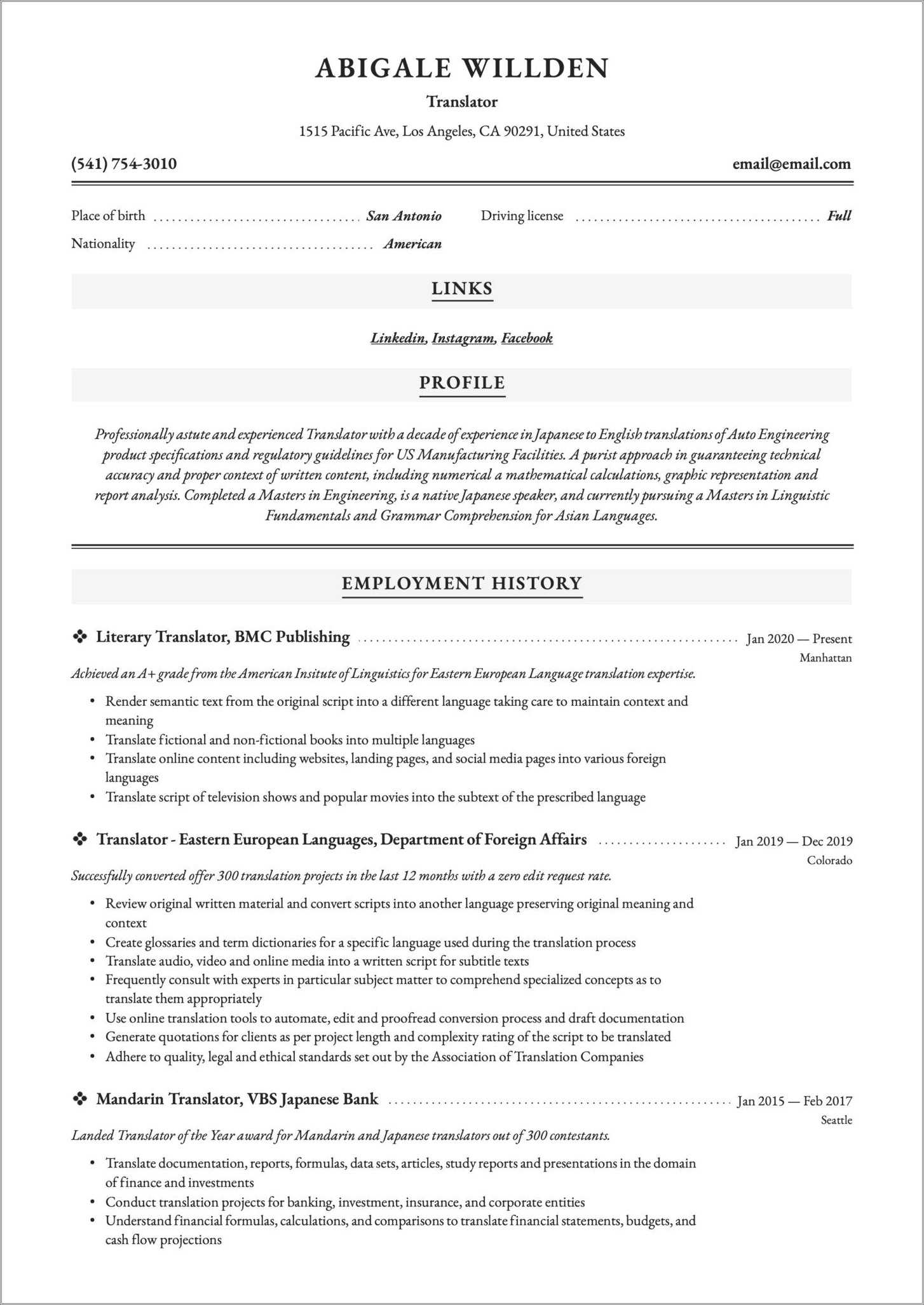 Sign Language Interpreter Sample Resume Resume Example Gallery