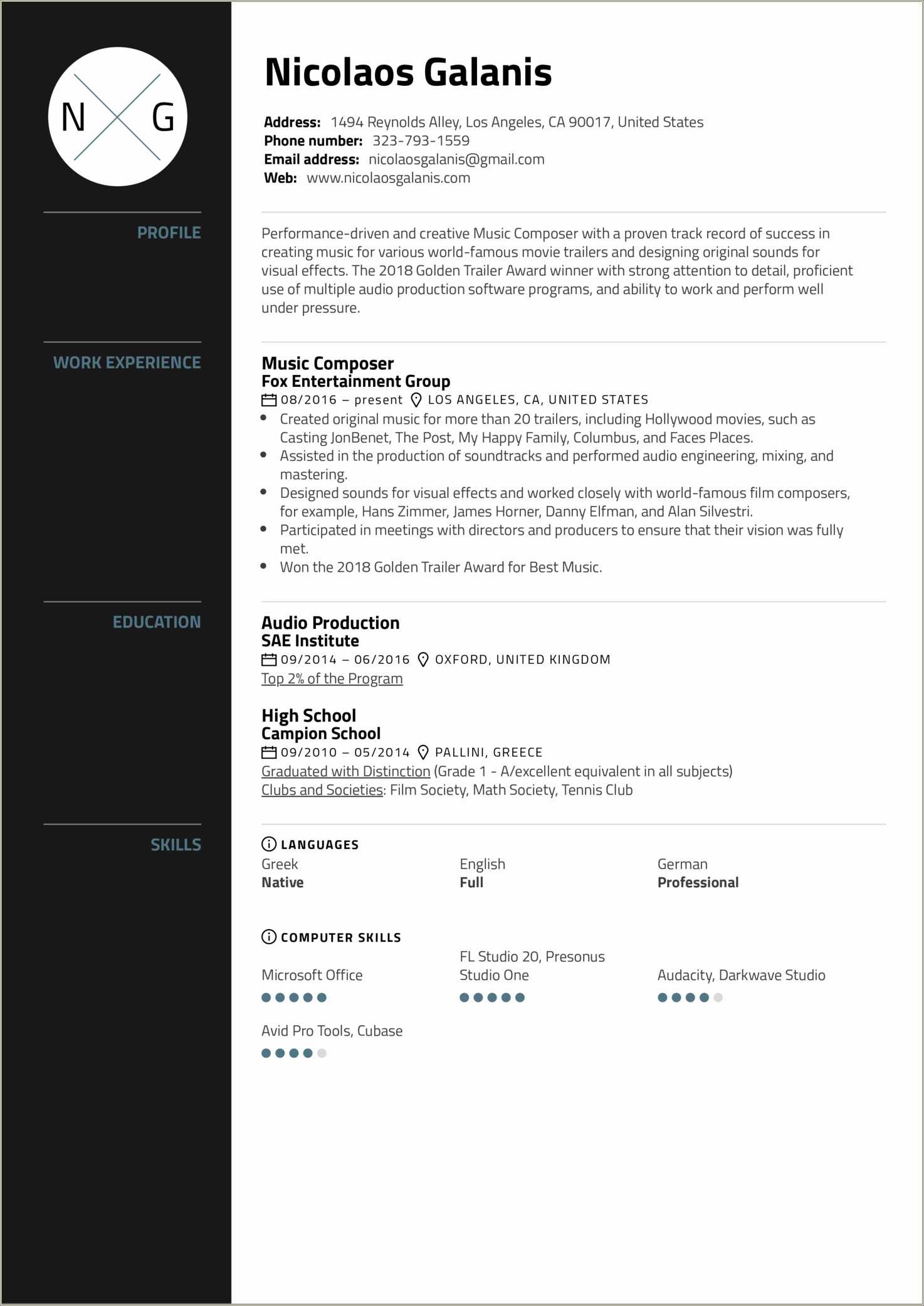 Skills For A Music Resume