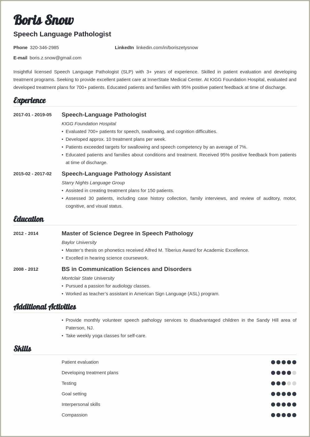 Speech Pathology Student Resume - Speech Pathology Resume Examples Asha 