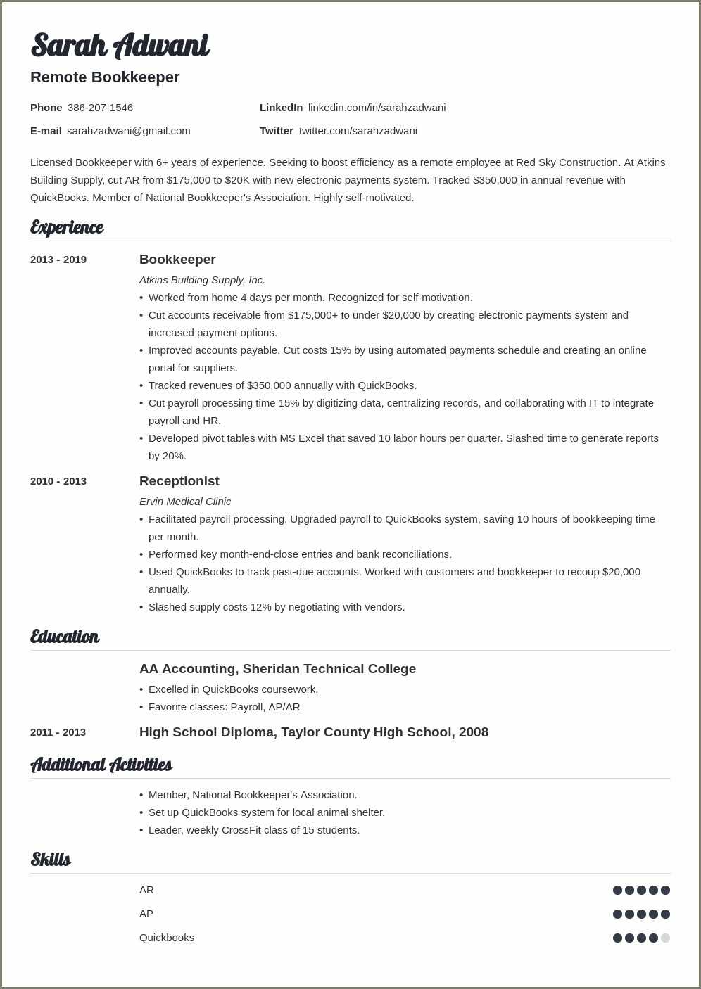 Stay At Home Resume Skills