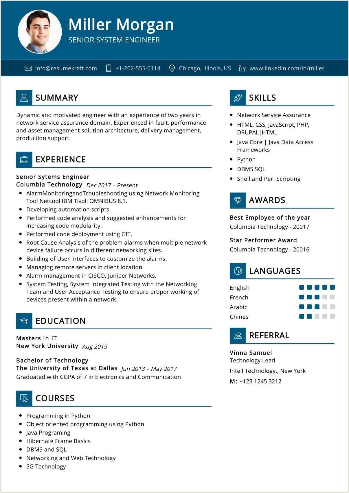 Systems Engineer Resume Sample Experienced
