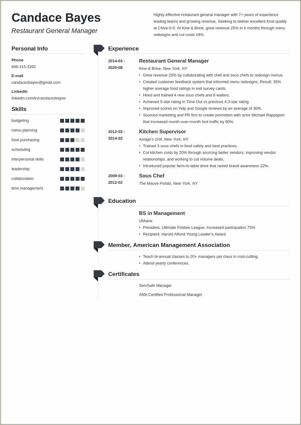 Taco Bell General Manager Resume