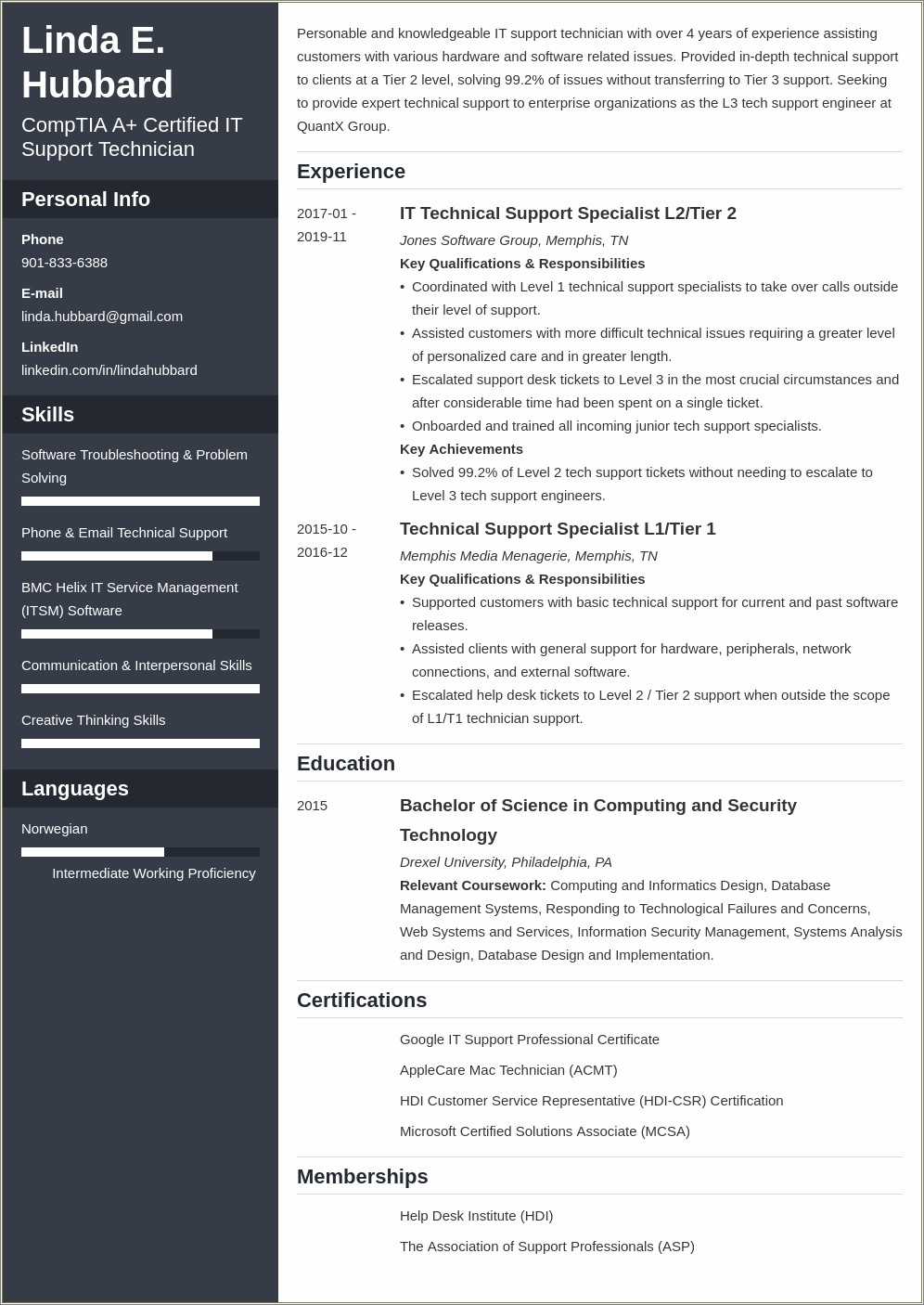 Technical Support Engineer Resume Examples Resume Example Gallery