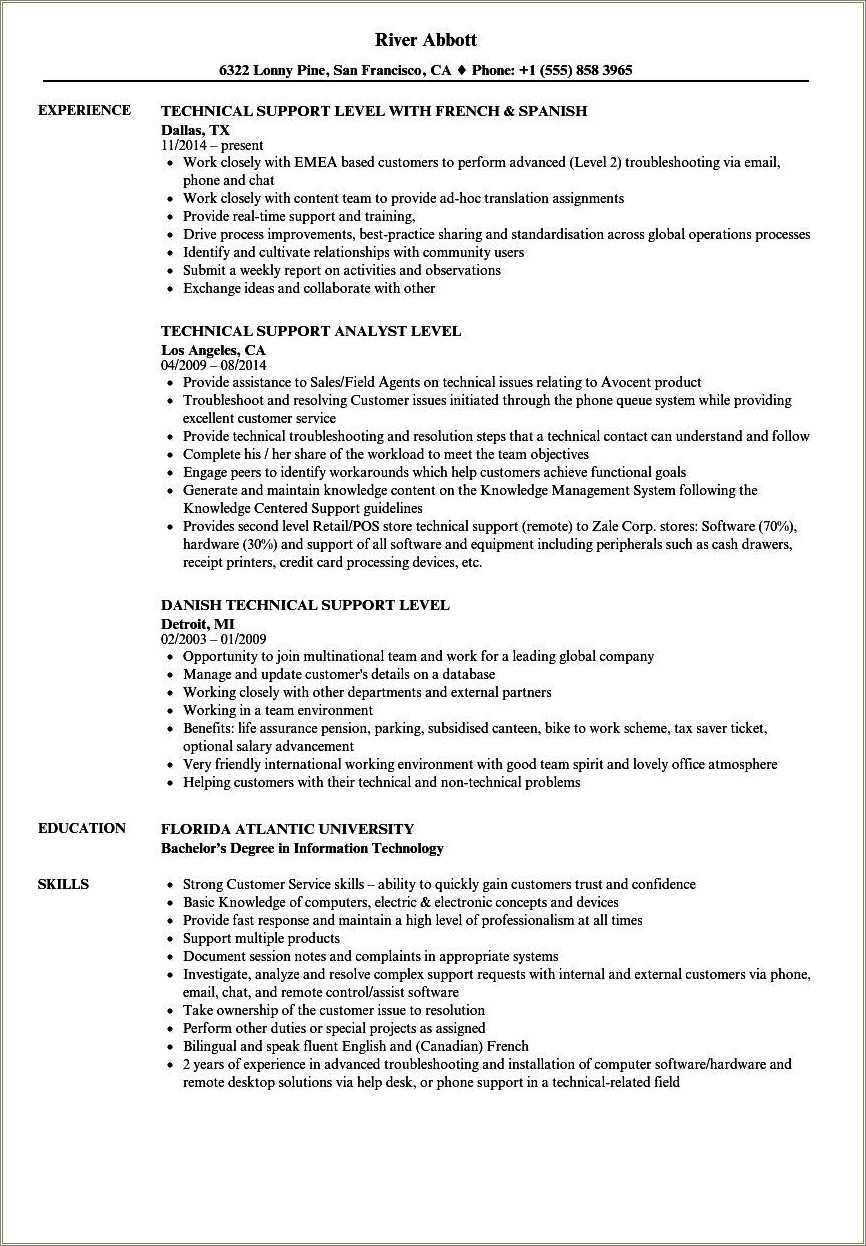 Technical support skills in resume resume example gallery