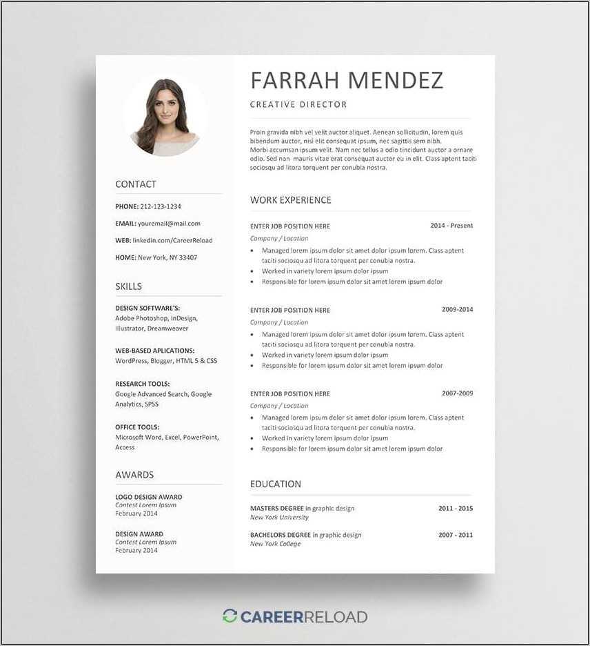 Template Resume Free Download Word