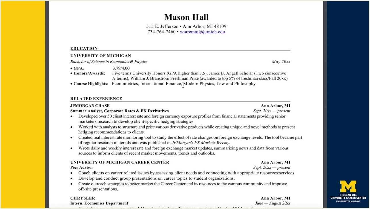 Ucsd Career Center Resume Examples