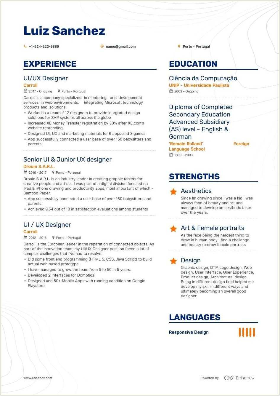 User Interface Designer Resume Sample