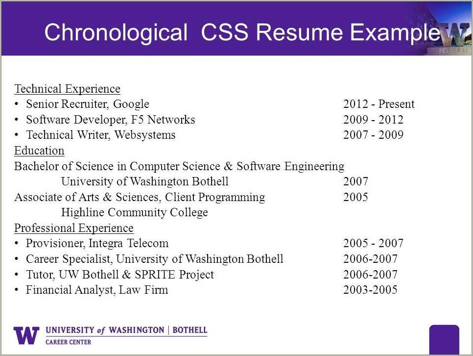 Uw Career Center Resume Examples