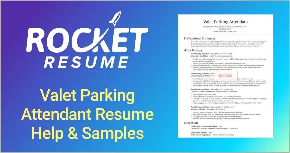 Valet Parking Attendant Job Resume Resume Example Gallery