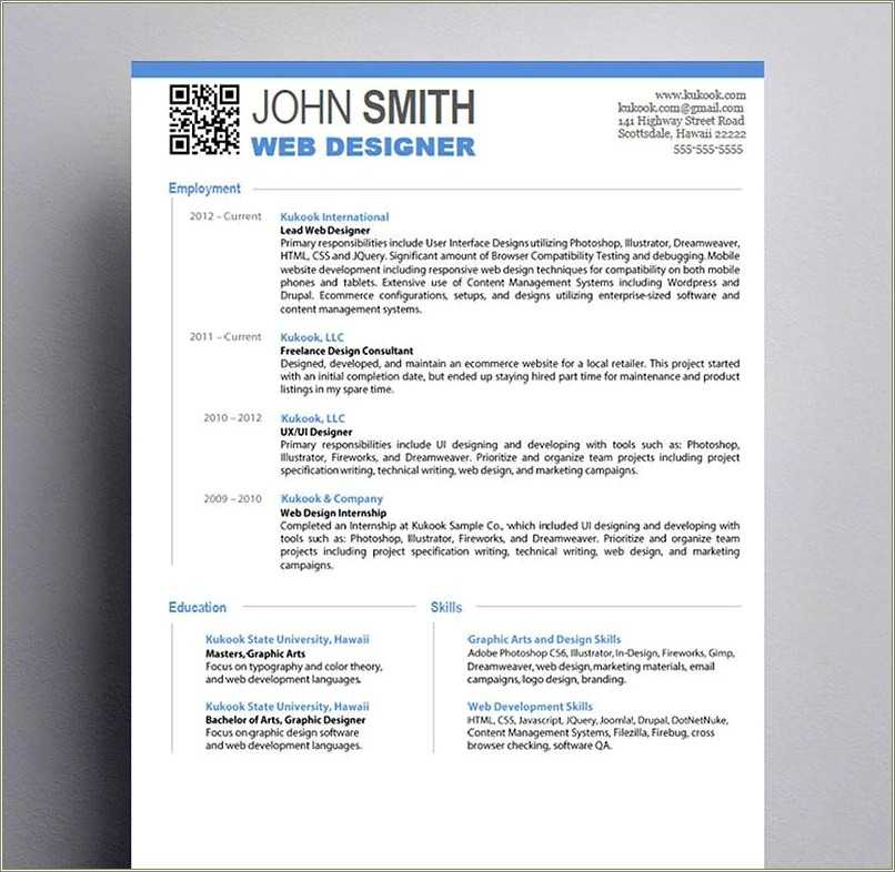 Website Design Skill On Resume