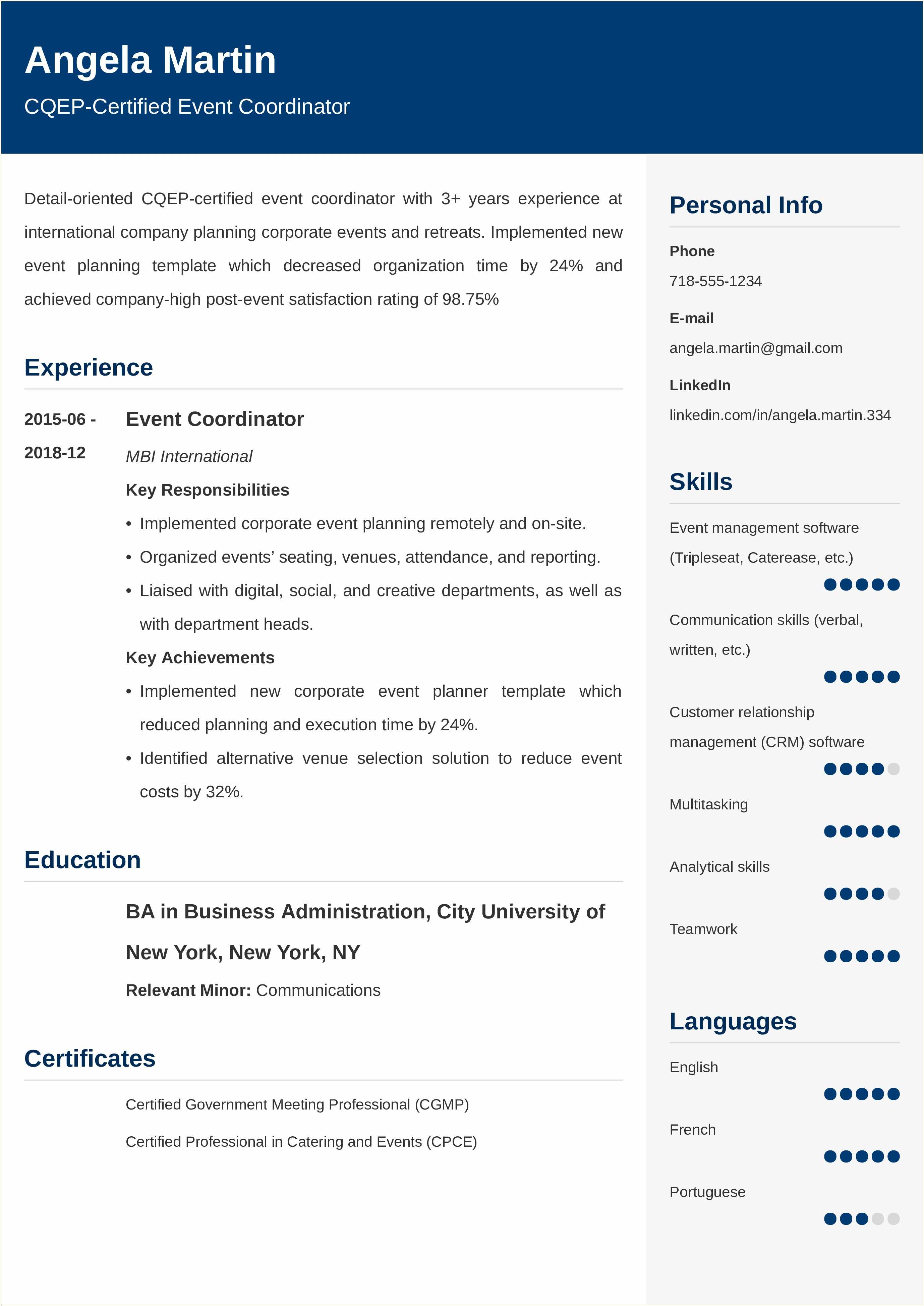 Wedding Planner Job Description Resume Resume Example Gallery