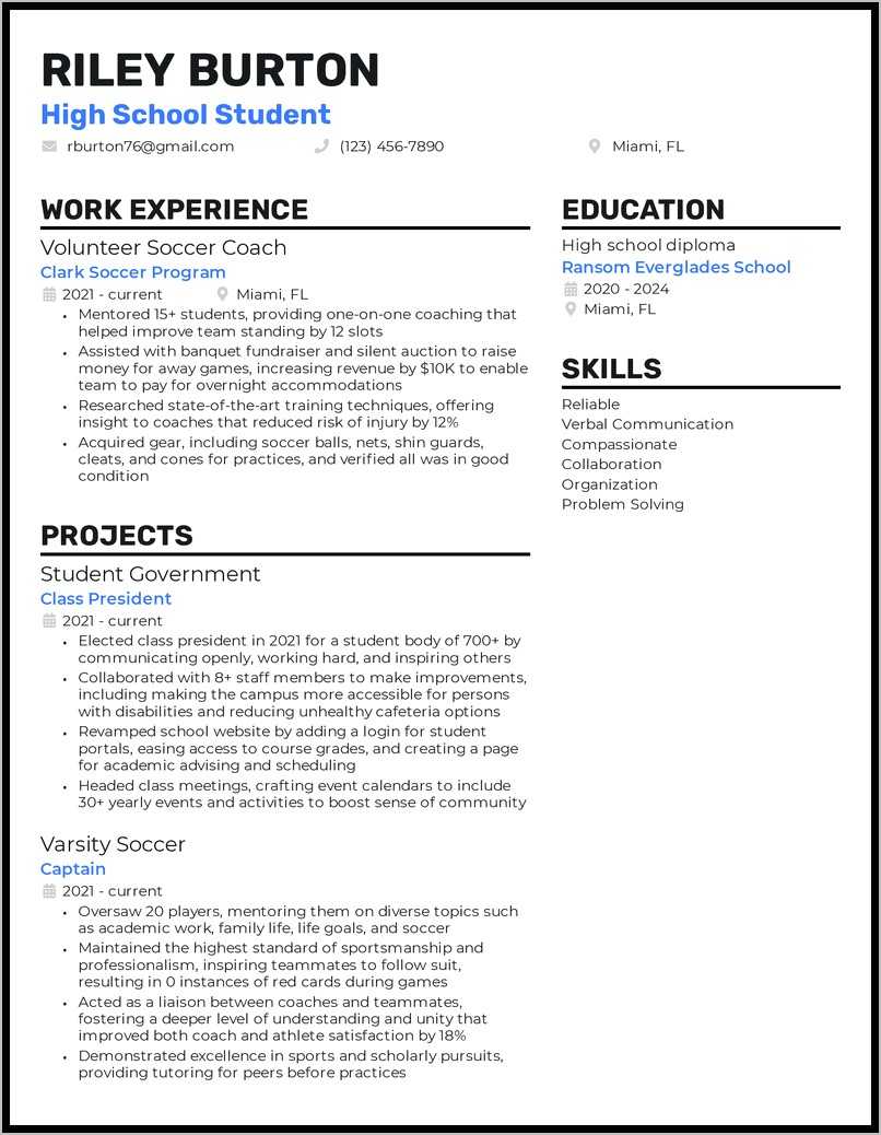 Resume High School Student Objective Examples