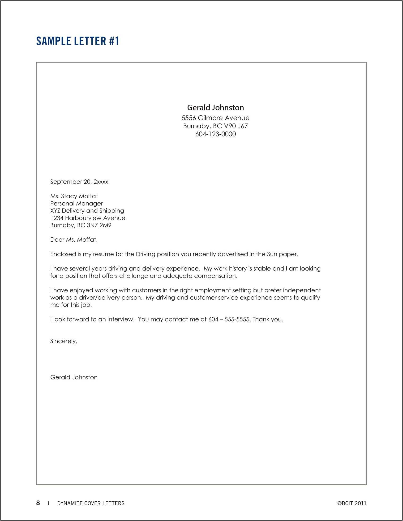 Simple Job Application Letter With Resume Sample Pdf