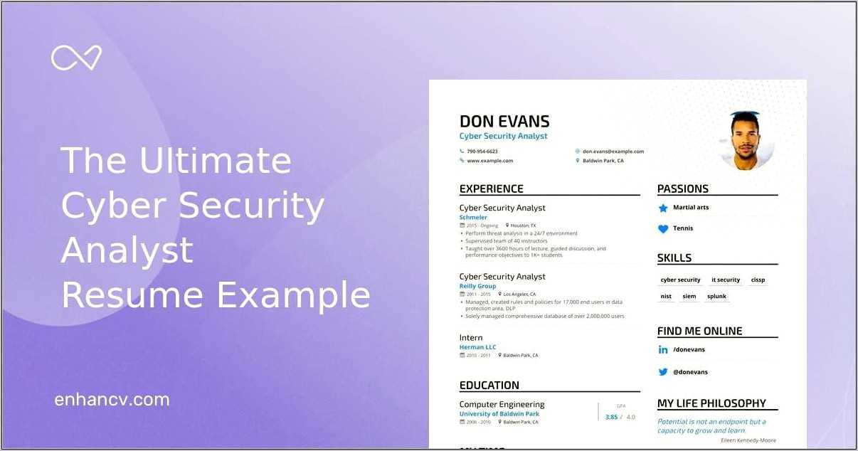 Resume Objective Example For Cyber Security